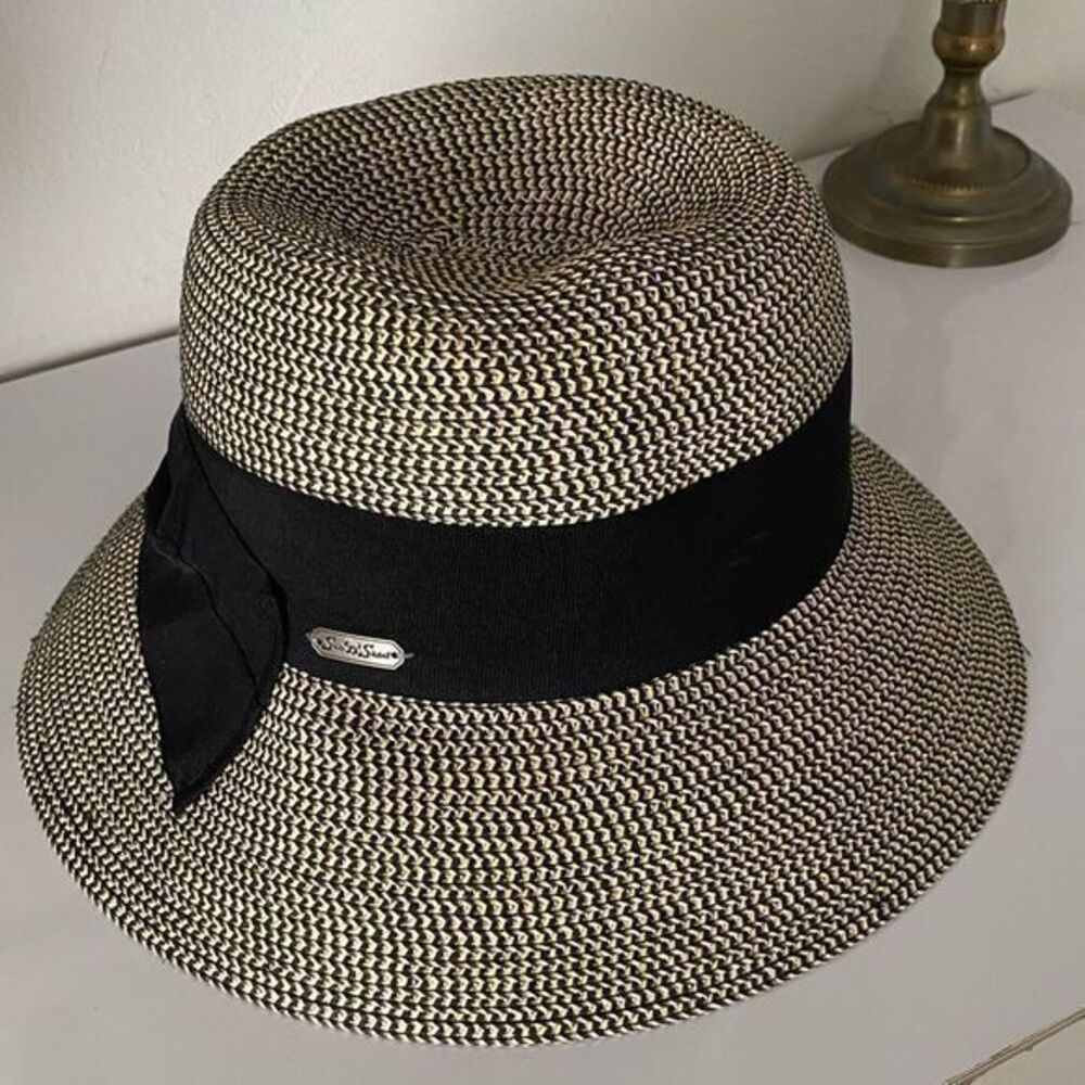 - Sun n Sand Straw Hat-OSFM tan /black UPF 50